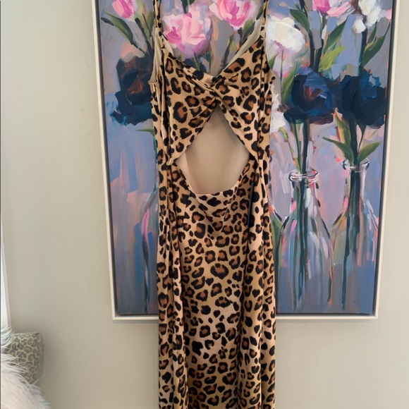 Cheetah Midi Slip Dress - Picture 2 of 3